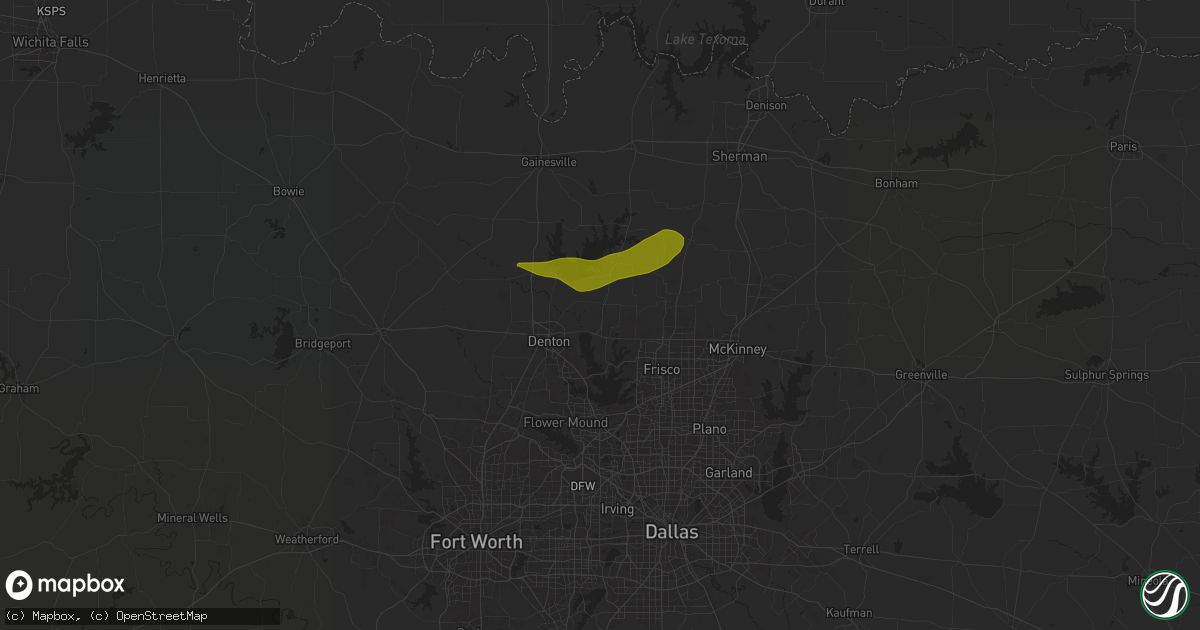 Hail map in Aubrey, TX on April 20, 2024