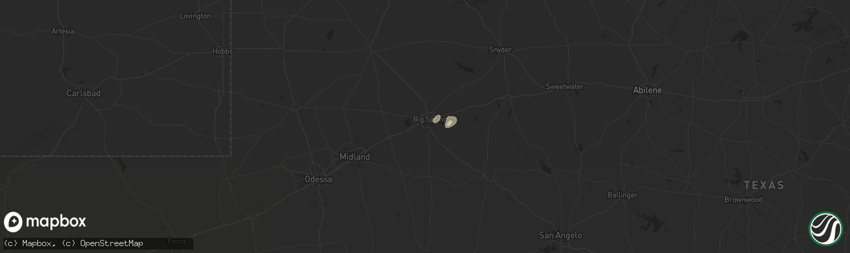 Hail map in Big Spring, TX on April 20, 2024