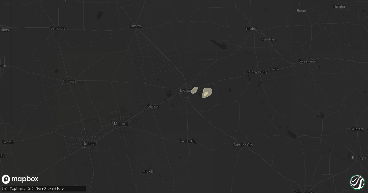 Hail map in Big Spring, TX on April 20, 2024