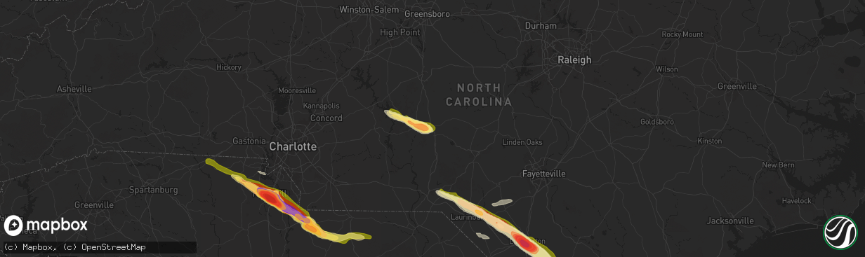 Hail map in Biscoe, NC on April 20, 2024