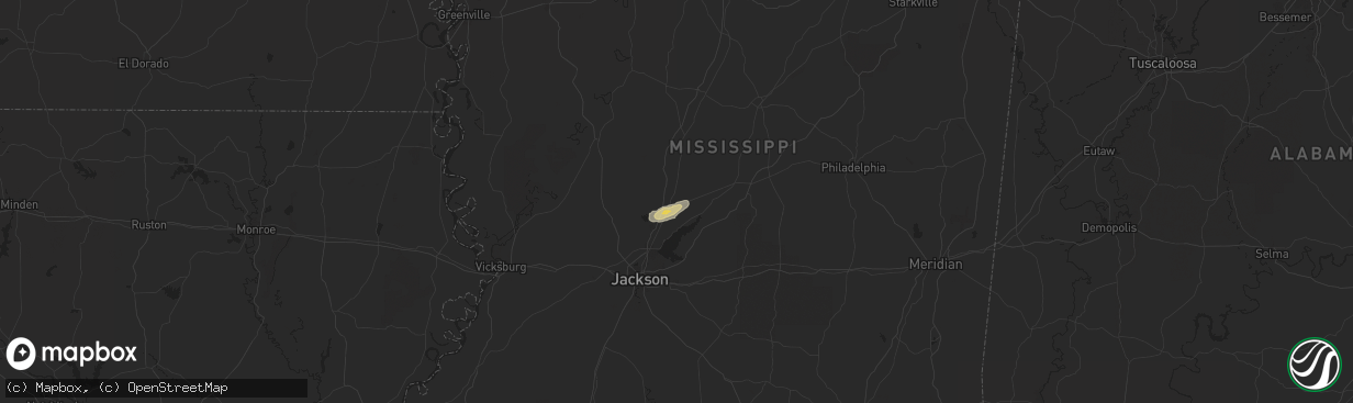 Hail map in Canton, MS on April 20, 2024