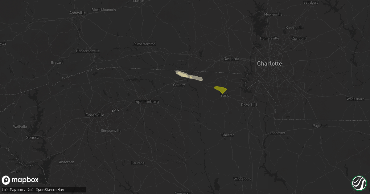 Hail map in Gaffney, SC on April 20, 2024