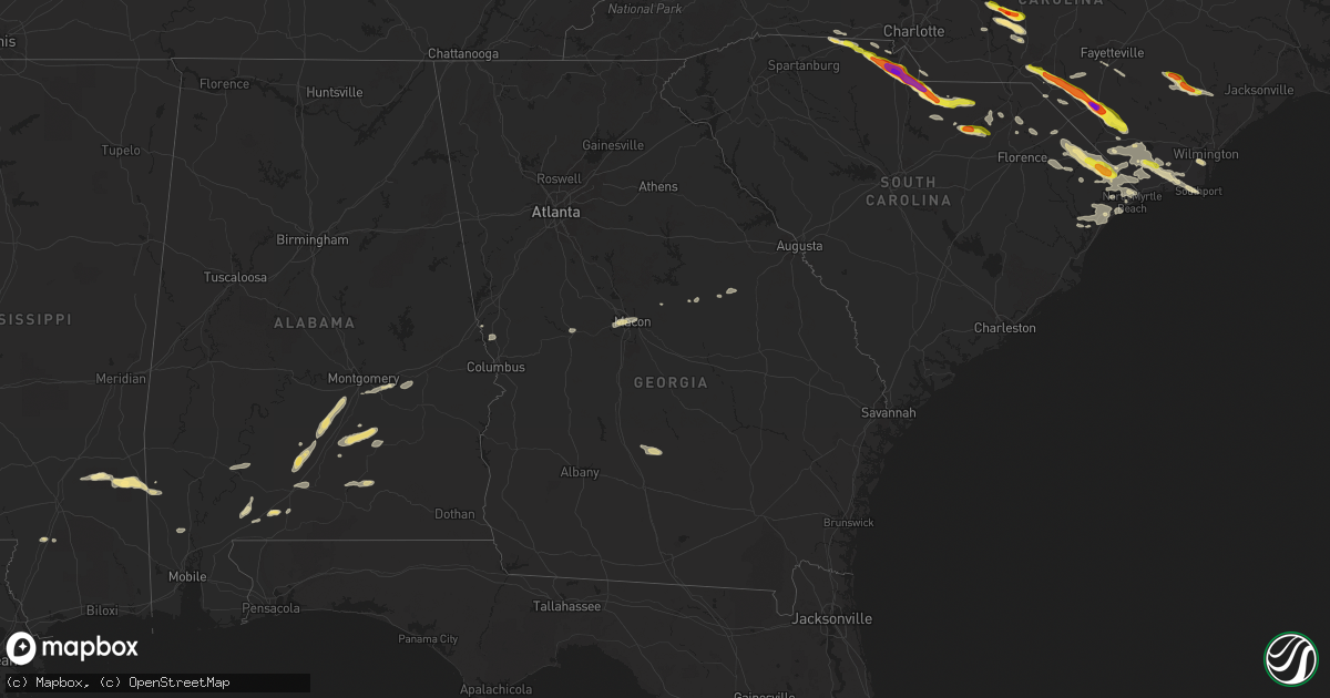 Hail map in Georgia on April 20, 2024