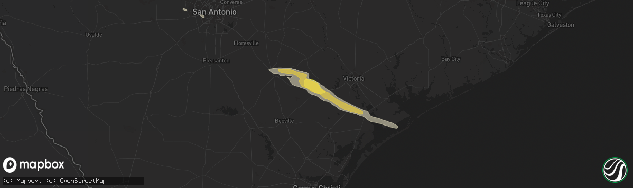 Hail map in Goliad, TX on April 20, 2024