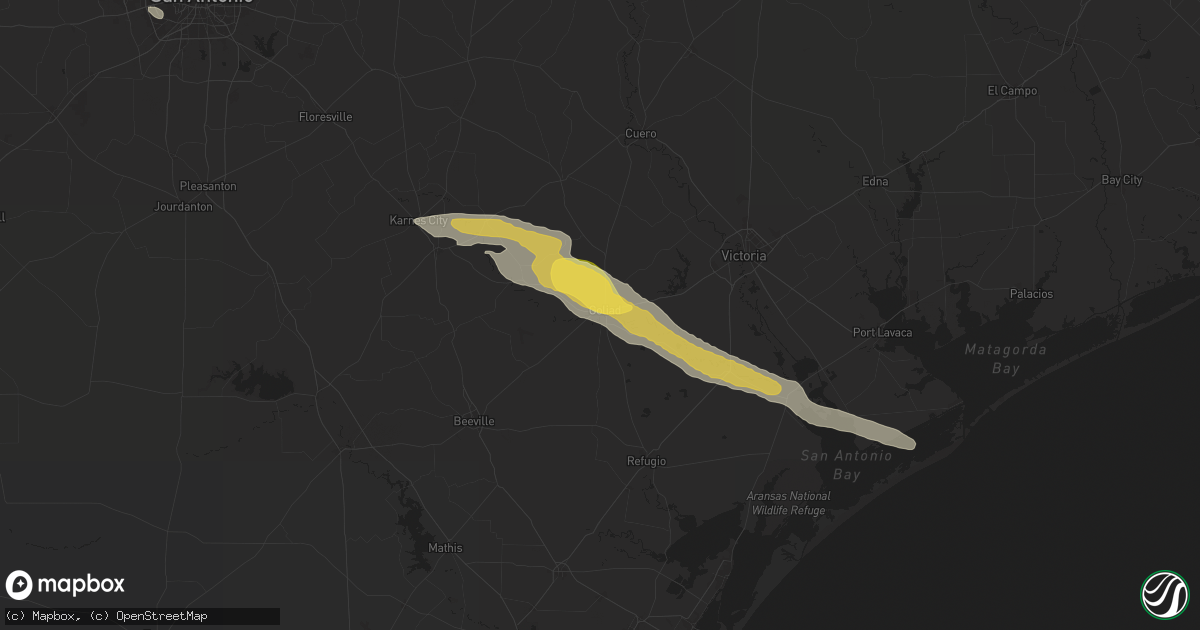Hail map in Goliad, TX on April 20, 2024