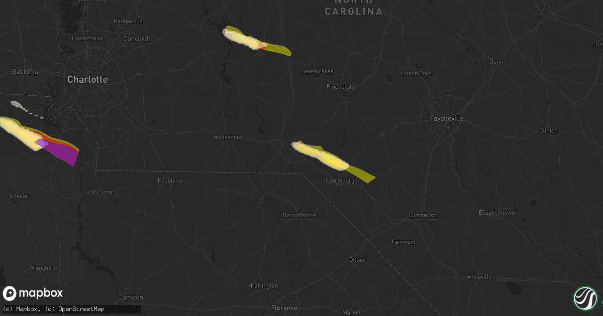Hail map in Hamlet, NC on April 20, 2024