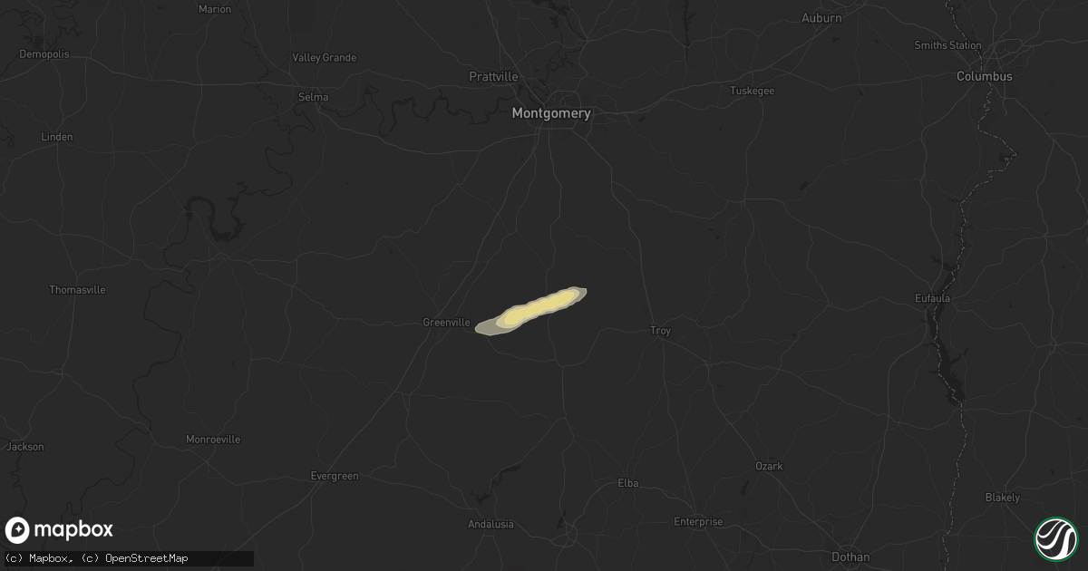 Hail map in Highland Home, AL on April 20, 2024