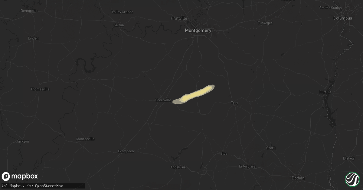 Hail map in Honoraville, AL on April 20, 2024