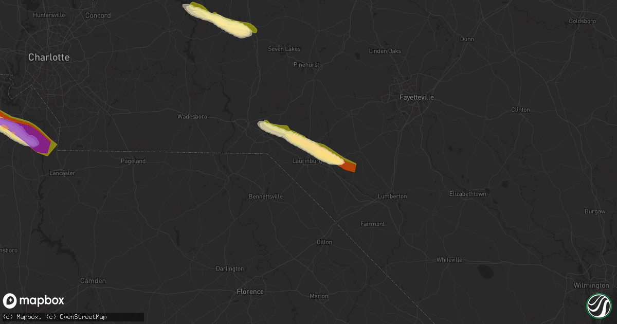 Hail map in Laurinburg, NC on April 20, 2024