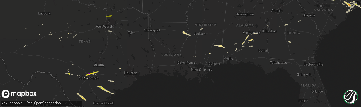 Hail map in Louisiana on April 20, 2024