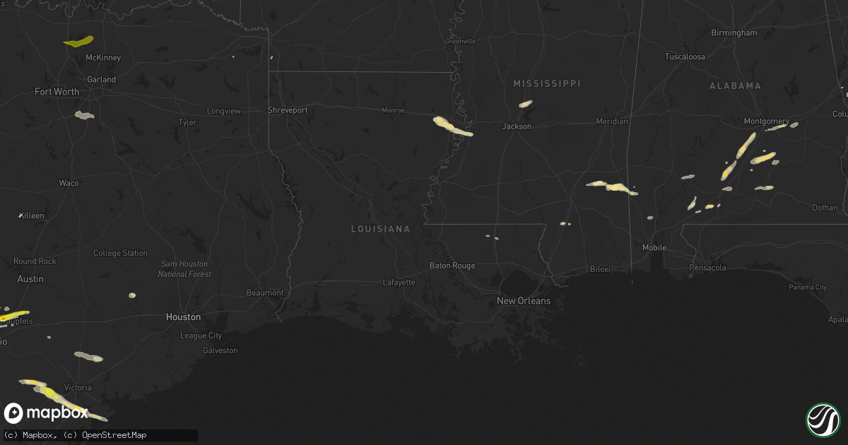 Hail map in Louisiana on April 20, 2024