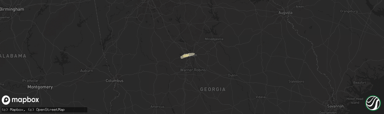 Hail map in Macon, GA on April 20, 2024