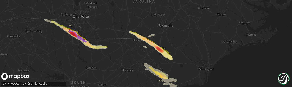 Hail map in Maxton, NC on April 20, 2024