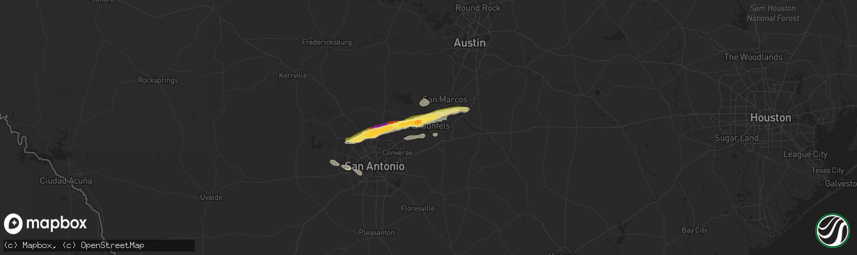 Hail map in New Braunfels, TX on April 20, 2024