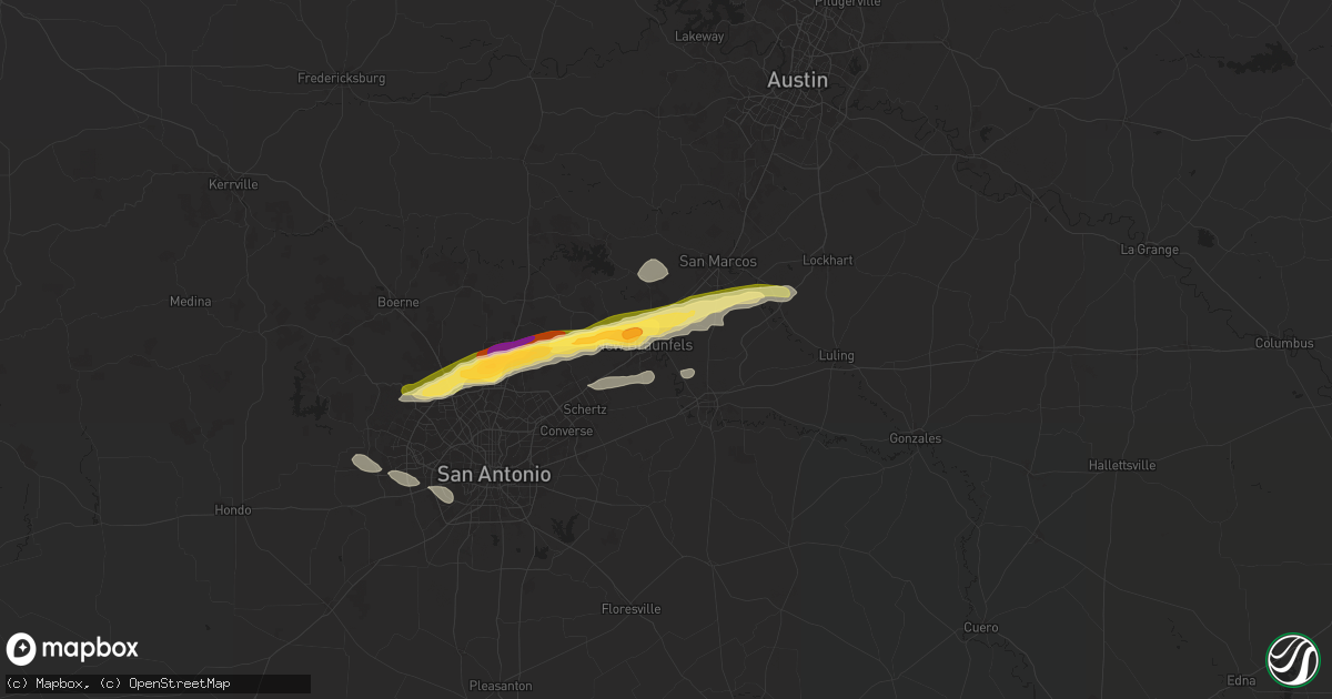 Hail map in New Braunfels, TX on April 20, 2024