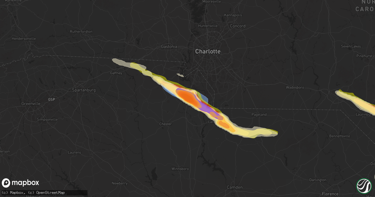 Hail map in Rock Hill, SC on April 20, 2024