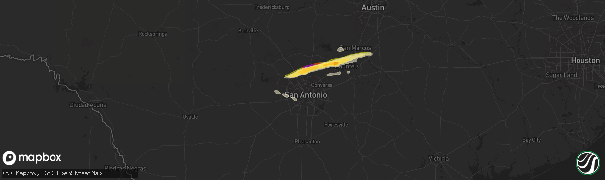 Hail map in San Antonio, TX on April 20, 2024