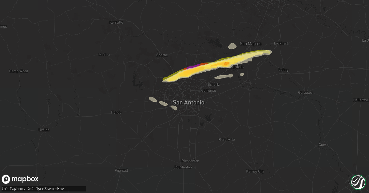 Hail map in San Antonio, TX on April 20, 2024