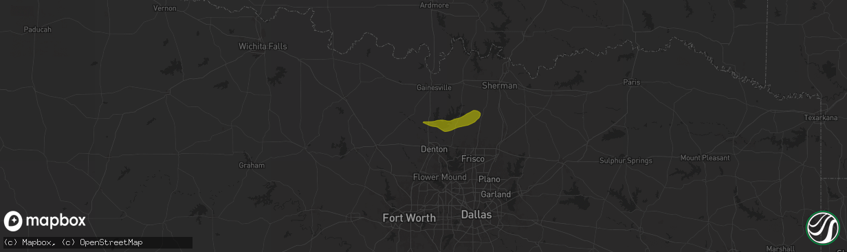 Hail map in Sanger, TX on April 20, 2024