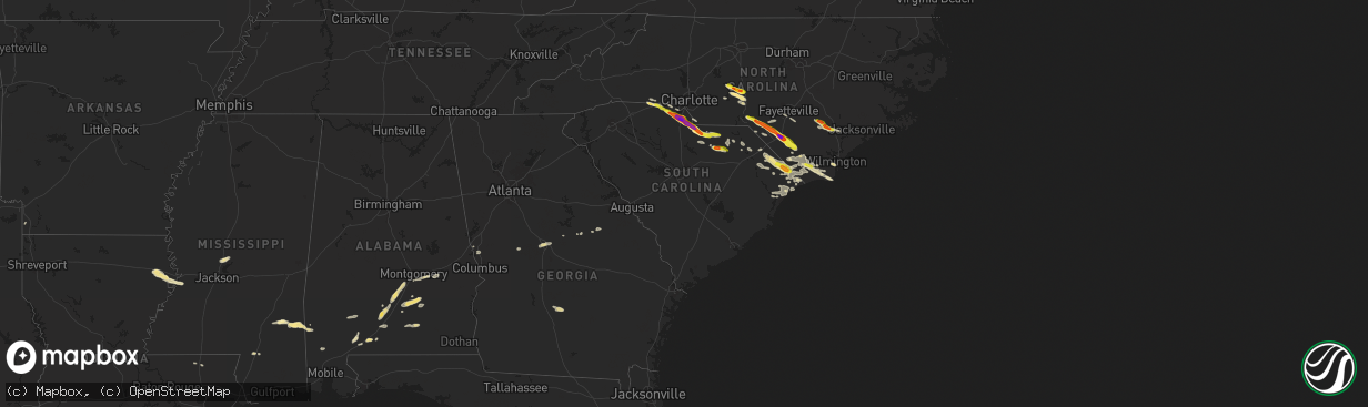 Hail map in South Carolina on April 20, 2024