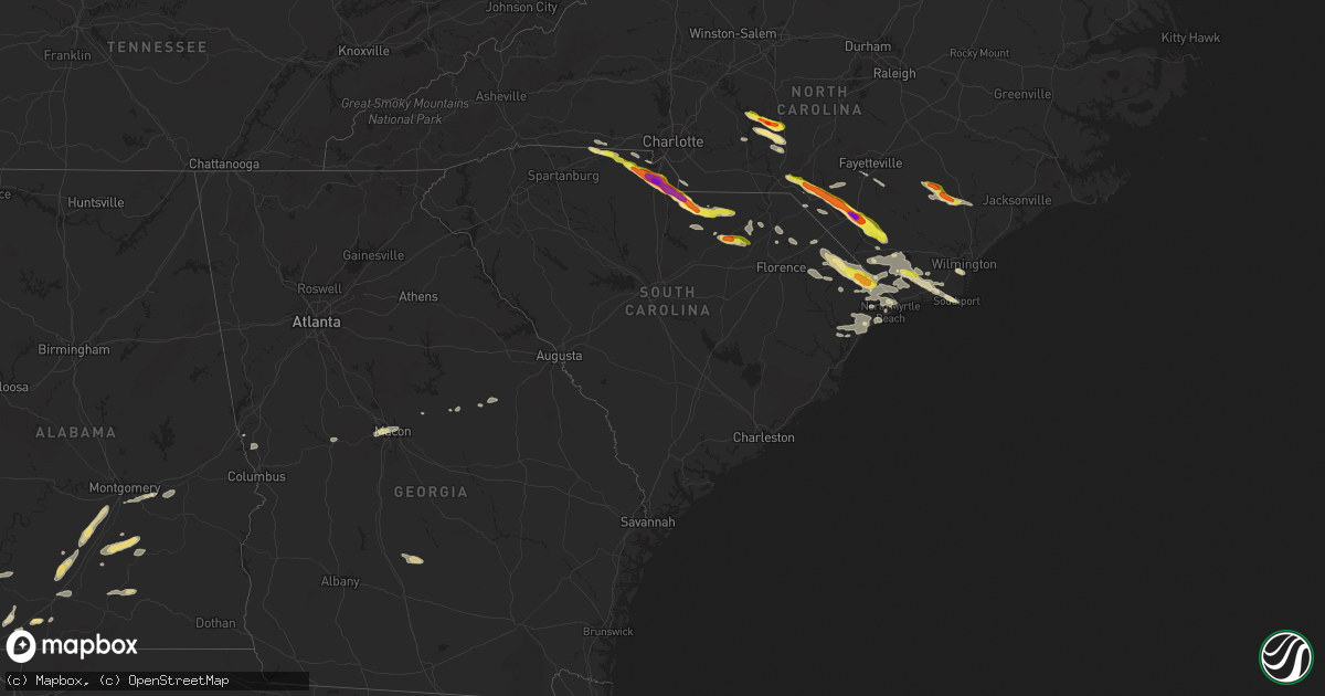 Hail map in South Carolina on April 20, 2024