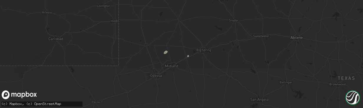 Hail map in Stanton, TX on April 20, 2024