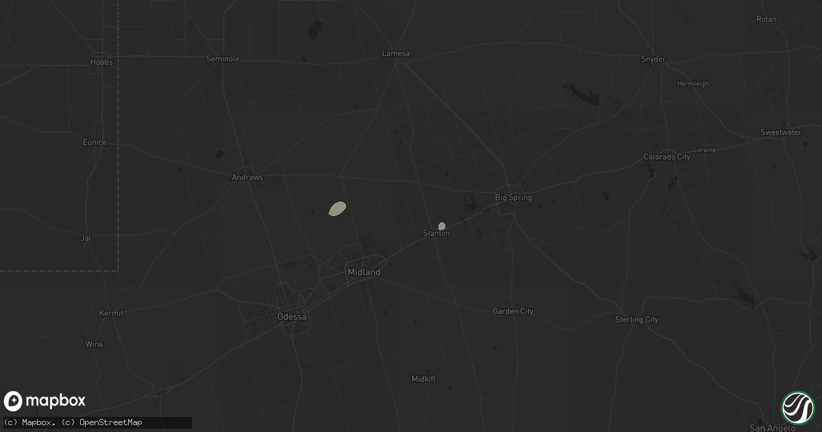 Hail map in Stanton, TX on April 20, 2024