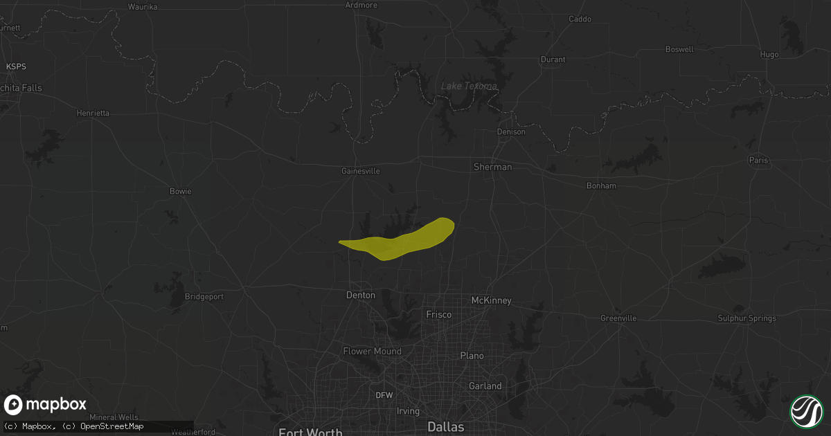 Hail map in Tioga, TX on April 20, 2024