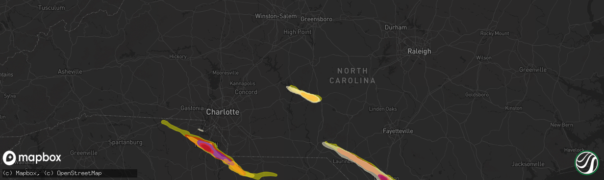 Hail map in Troy, NC on April 20, 2024