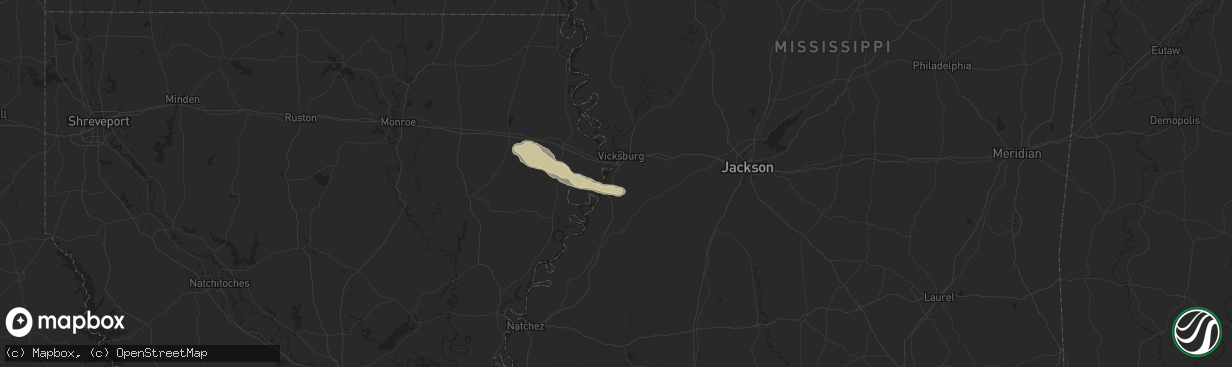 Hail map in Vicksburg, MS on April 20, 2024
