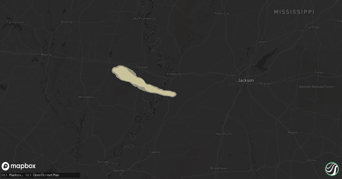 Hail map in Vicksburg, MS on April 20, 2024