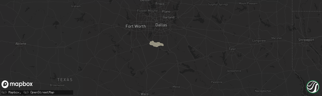 Hail map in Waxahachie, TX on April 20, 2024