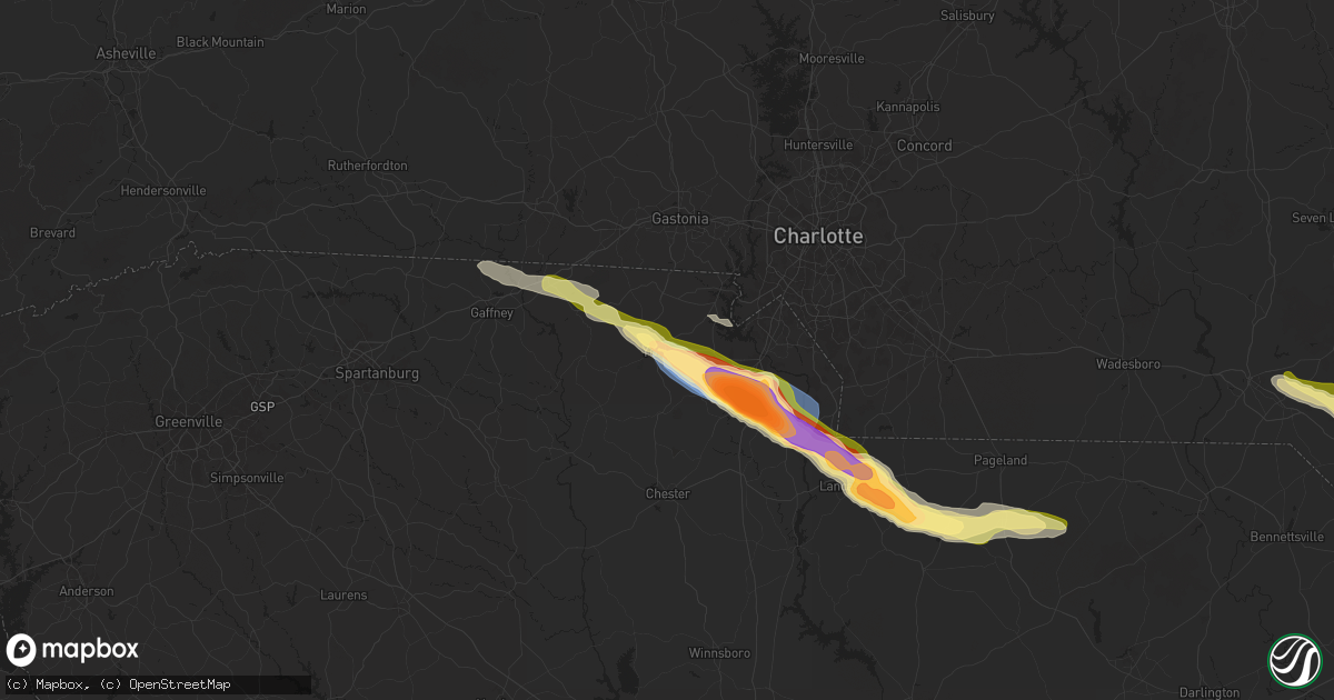 Hail map in York, SC on April 20, 2024