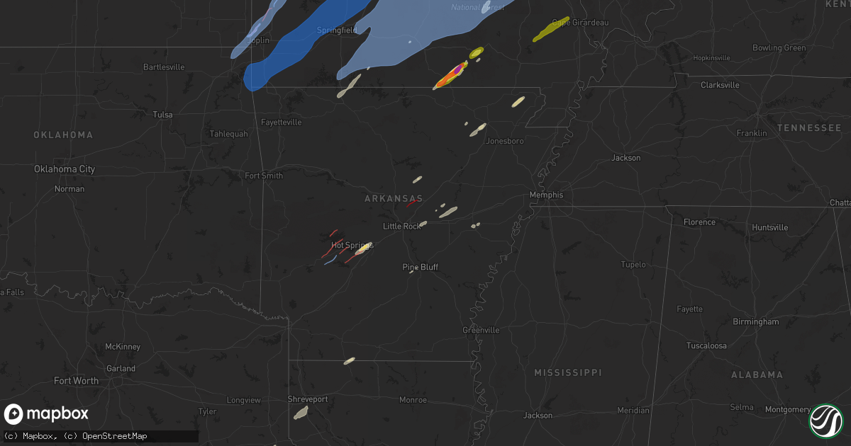 Hail map in Arkansas on April 20, 2025