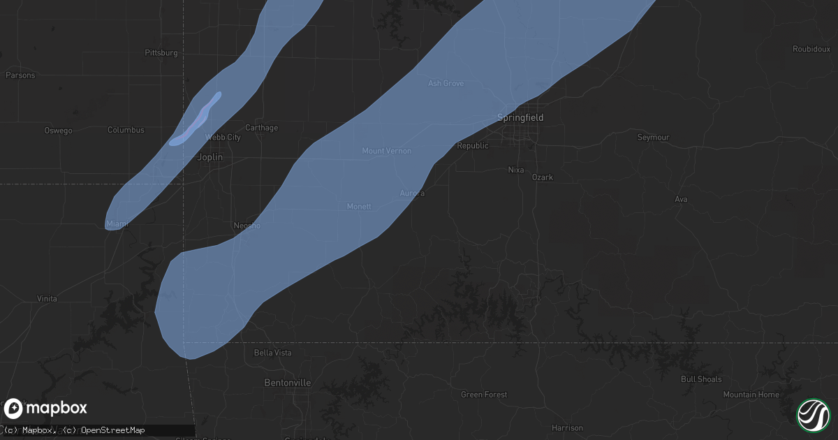 Hail map in Aurora, MO on April 20, 2025