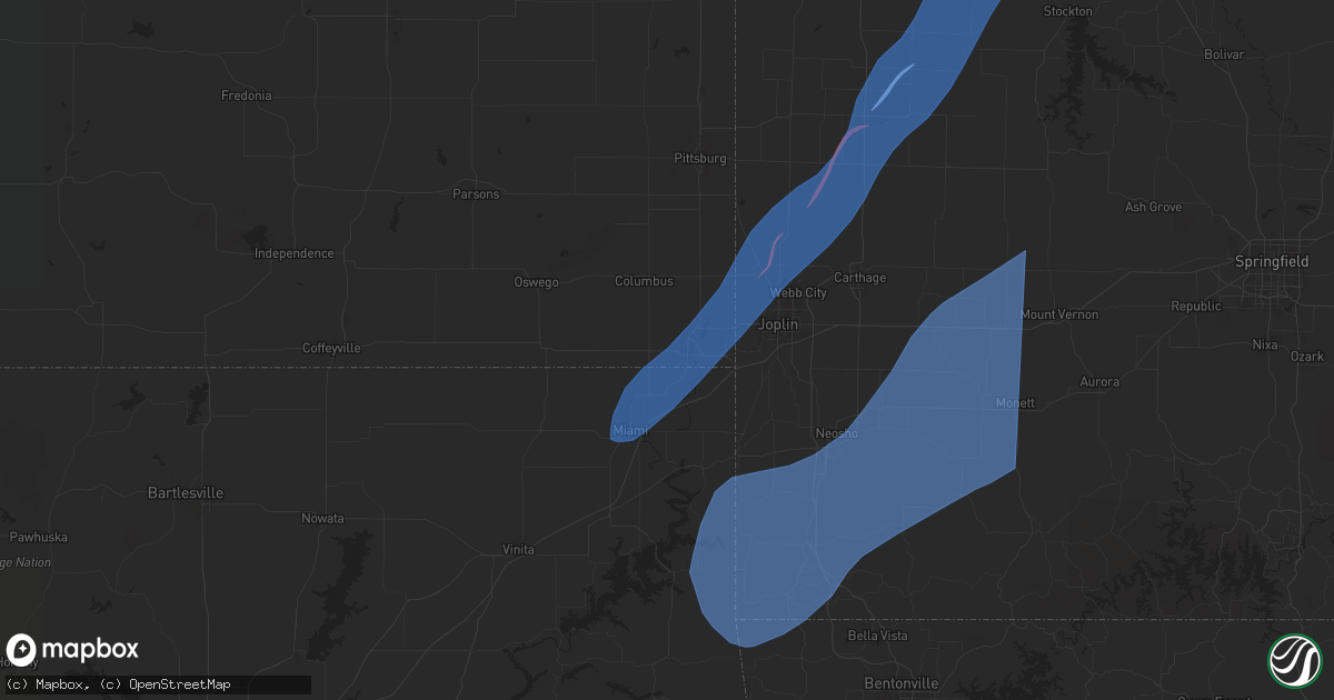 Hail map in Baxter Springs, KS on April 20, 2025