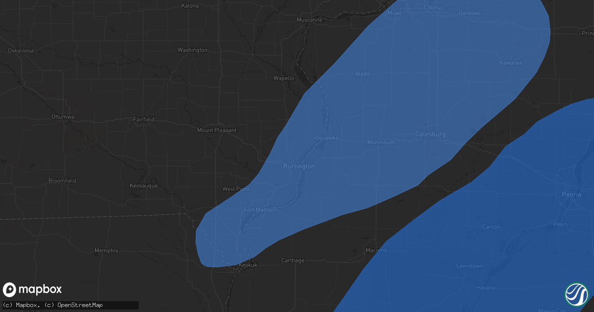 Hail map in Burlington, IA on April 20, 2025