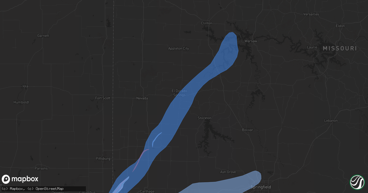 Hail map in El Dorado Springs, MO on April 20, 2025