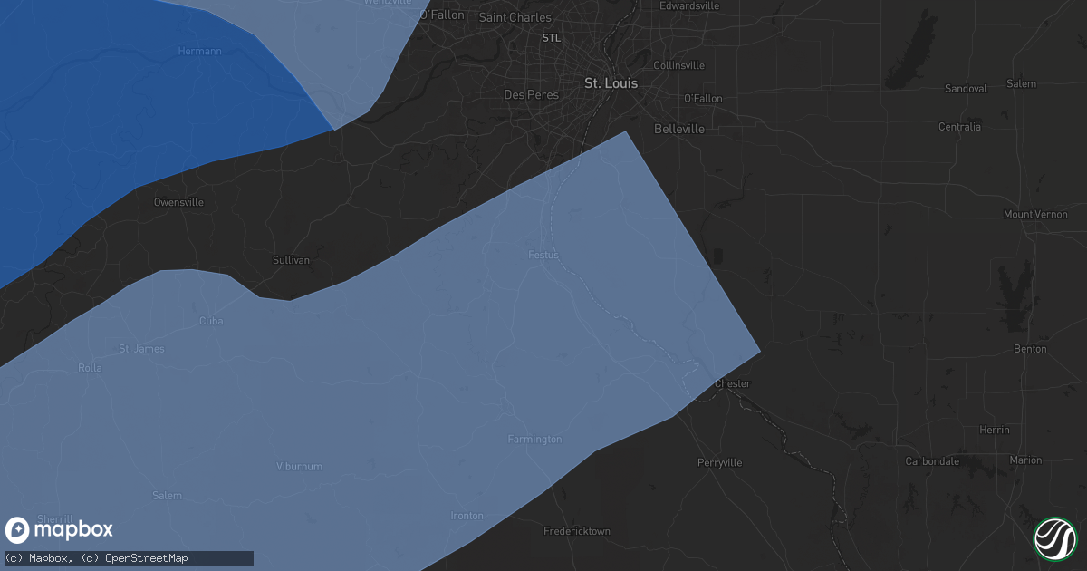 Hail map in Festus, MO on April 20, 2025