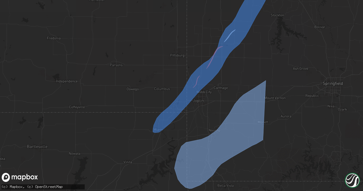 Hail map in Galena, KS on April 20, 2025