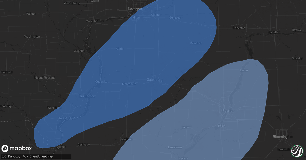 Hail map in Galesburg, IL on April 20, 2025