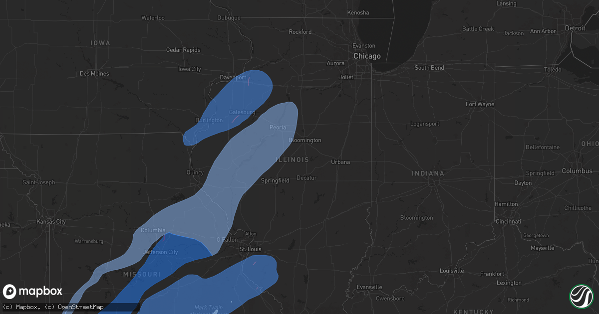 Hail map in Illinois on April 20, 2025