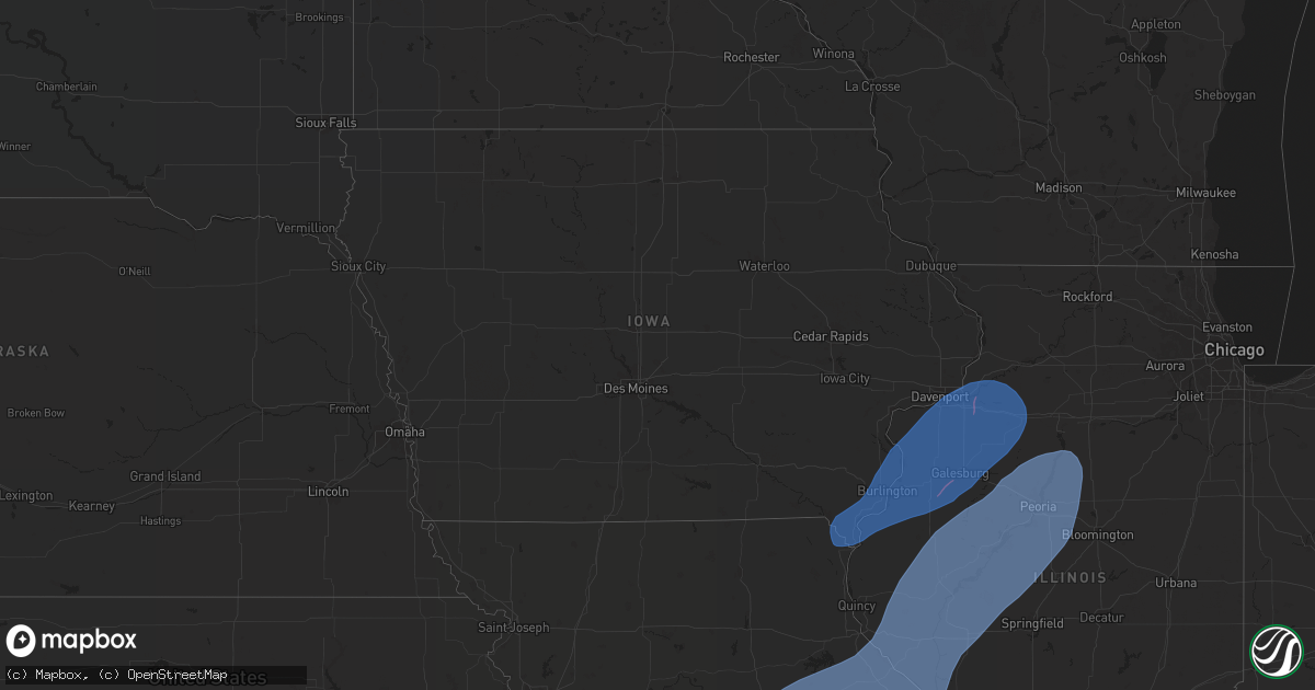 Hail map in Iowa on April 20, 2025