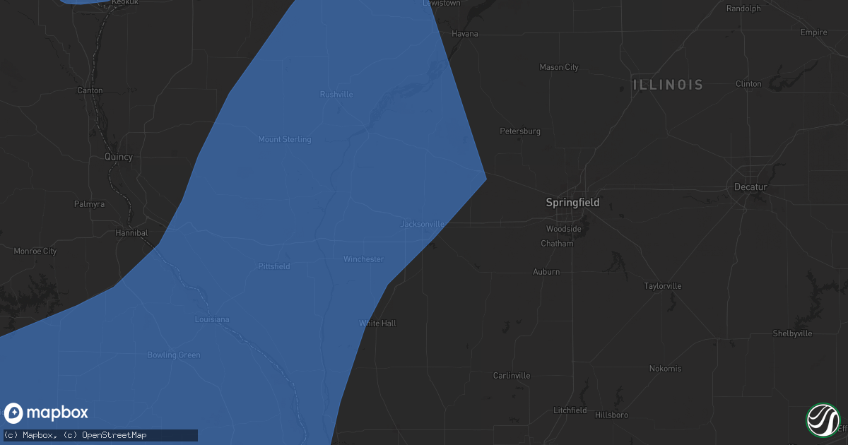 Hail map in Jacksonville, IL on April 20, 2025