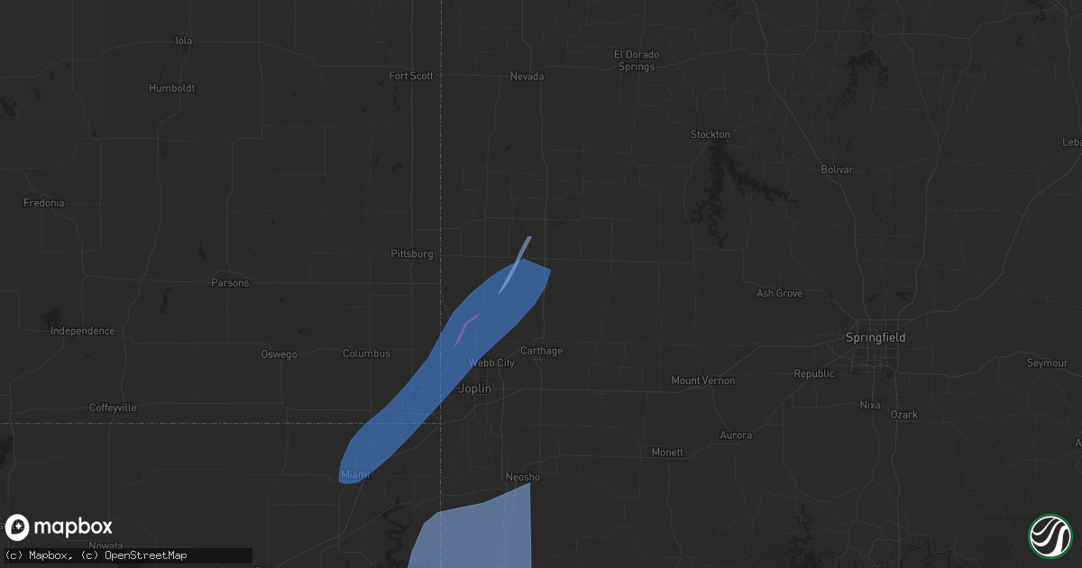 Hail map in Jasper, MO on April 20, 2025