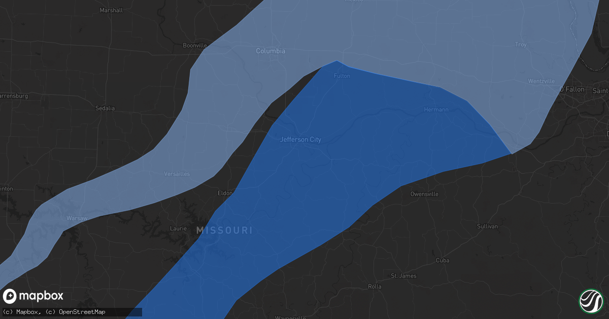 Hail map in Jefferson City, MO on April 20, 2025