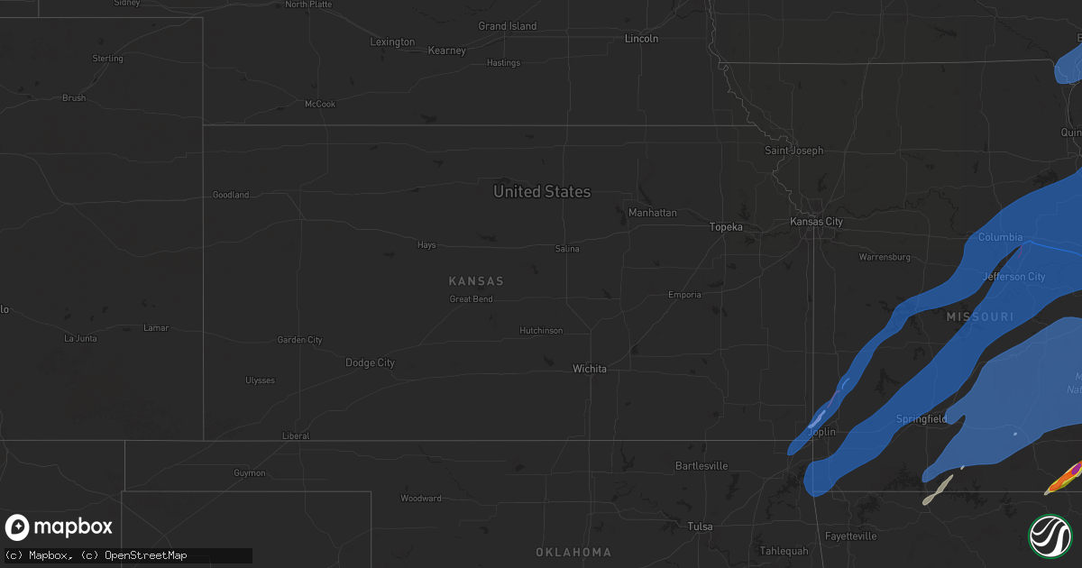 Hail map in Kansas on April 20, 2025