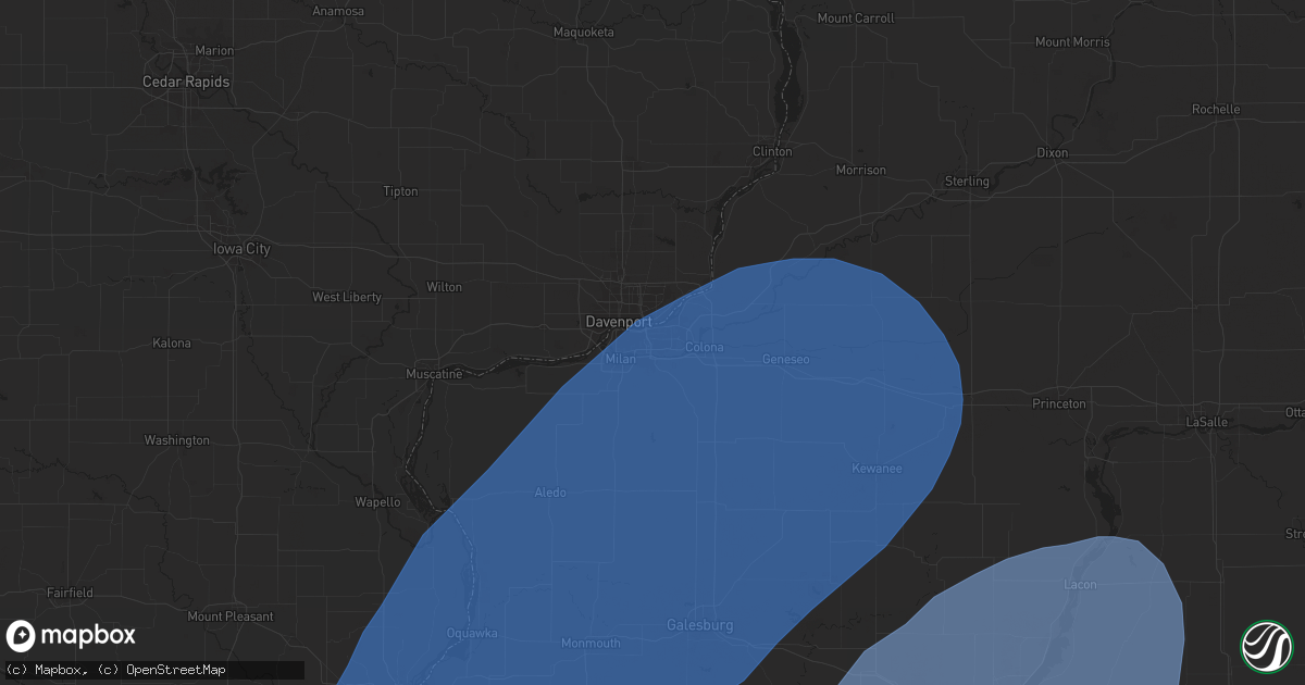 Hail map in Moline, IL on April 20, 2025
