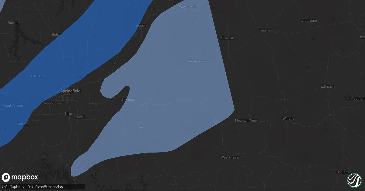 Hail map in Mountain Grove, MO on April 20, 2025