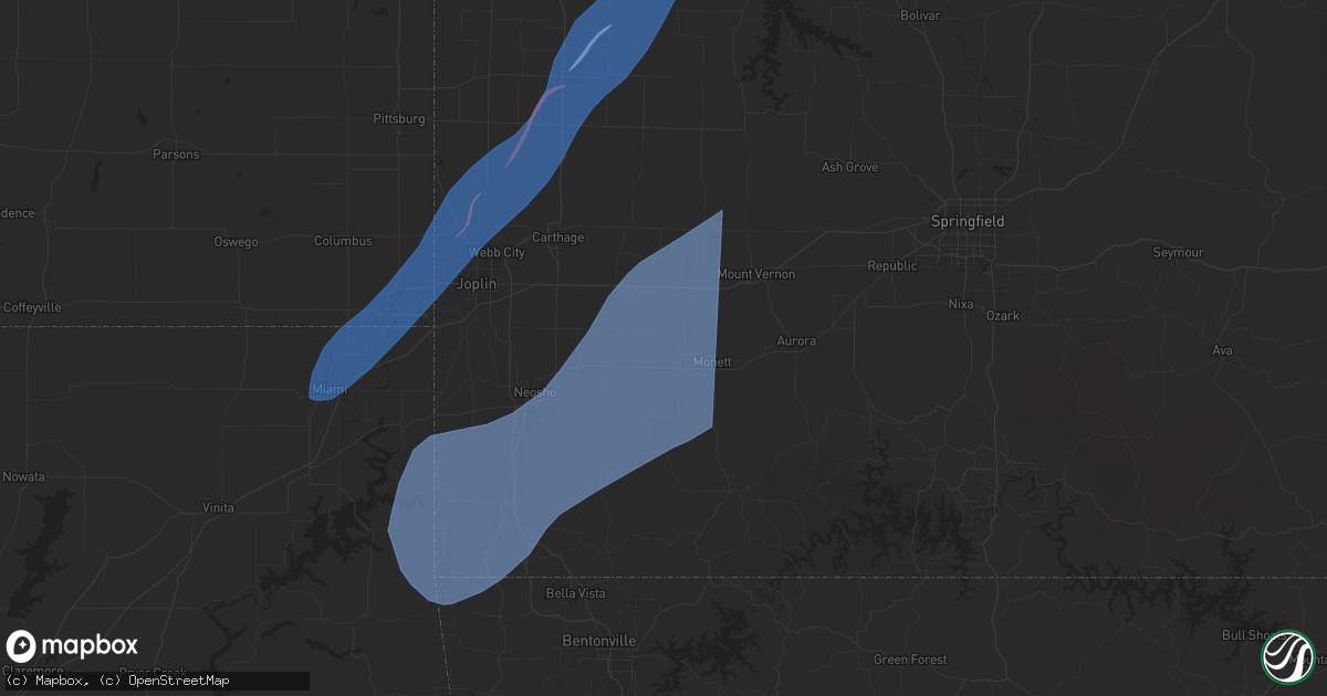 Hail map in Pierce City, MO on April 20, 2025